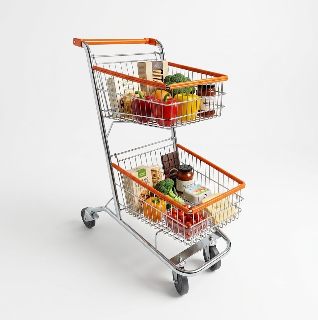 carrinho-supermercado-duo-duplo-160litros-laranja-compras